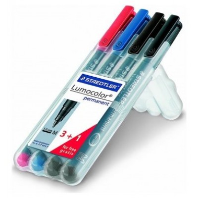 ESTUCHE 4 MARCADORES LUMOCOLOR PERMANENTE PUNTA MEDIA 1MM. SURTIDOS STAEDTLER 317 WP4 (Espera 4 dias)